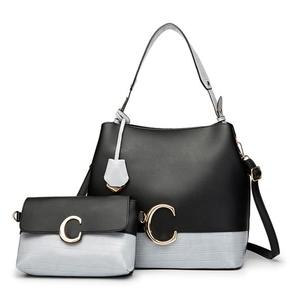 

2020 new 2pcs/sets women handbags pu leather shoulder bags female large capacity casual tote bag bucket purses messenger