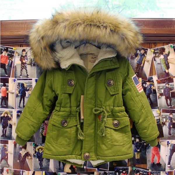 

new winter jacket boys thickness fleece warmer zipper kids winter coat jongens winterjas boys jacket 6wbt020, Blue;gray