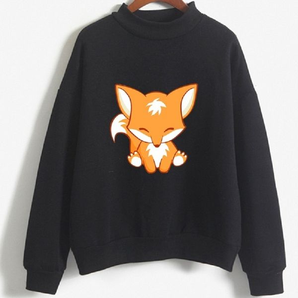 

kawaii printed hoodies sweatshirts casual pullover sweatshirts, Black