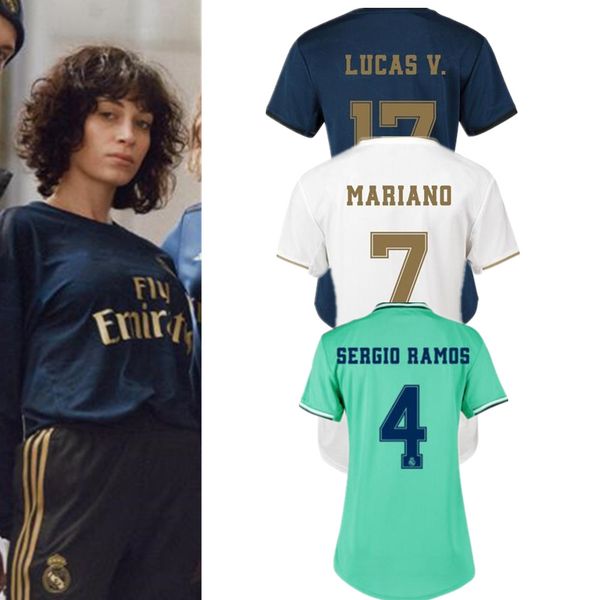 

women 19 20 away real madrid soccer jerseys hazard 7 home lady modric benzema kroos sergio ramos jovic 2019 girl bale jersey football shirts, Black;yellow