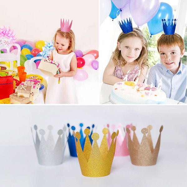 

6pcs birthday hat party cap hairband princess queen crown for kid birthday party decorations baby shower props