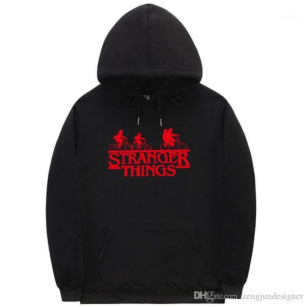 

sweatshirts pullover long sleeve letter print homme clothing fashion style casual apparel stranger things hoodies mens autumn desinger, Black