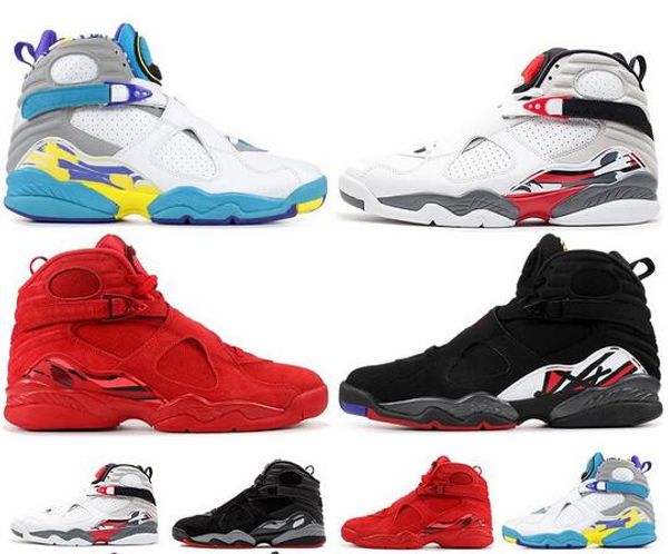 

jumpman shoes 8 8s mens basketball shoes valentines day aqua white black chrome countdown pack 3peat playoff nik mens trainer sport sneakers