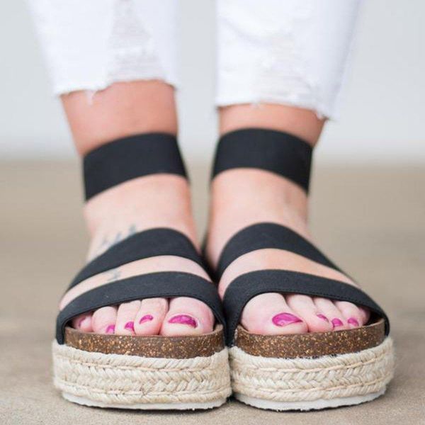 

torridity women sandals thick bottom wedges shoes heels sandals nice flat platforms zapatos de mujer, Black