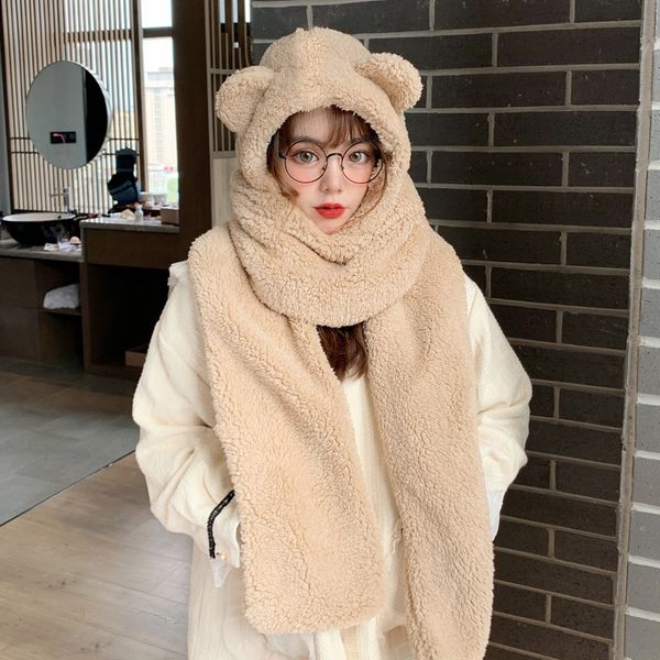 

h7763 bear ears bomber hat female winter ear neck protection warm thick cap korean solid color lovely outdoor casual girl caps, Blue;gray
