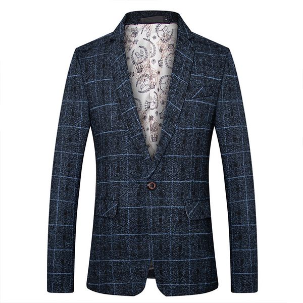 

spring and autumn casual coat fine grid woolen small suit men's slim fit handsome single suit middle-aged set, White;black