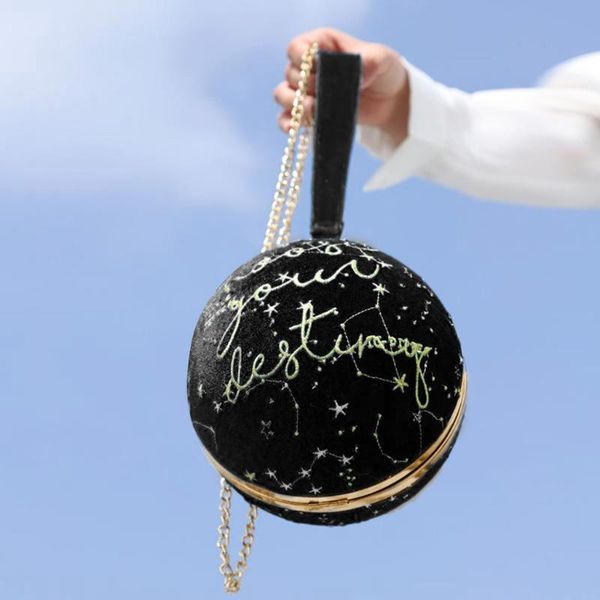 

women's crossbody messenger bags starry sky circular suede shoulder bag chain belt ladies purse female round handbag #t1g