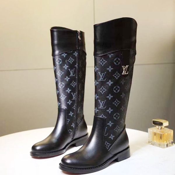 

New women fa hion hoe boot zipper flat heel boot autumn winter woman hoe plu ize 43 botte femme luxury with origin box lady hoe