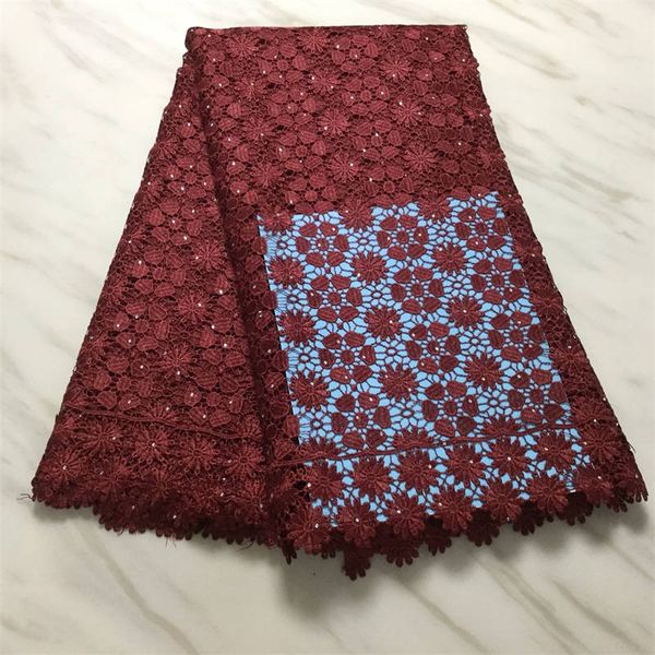 

new water-soluble lace cotton african lace fabric for wedding diy sewing 5yards embroidered french nigerian tull lace fabric, Black;white