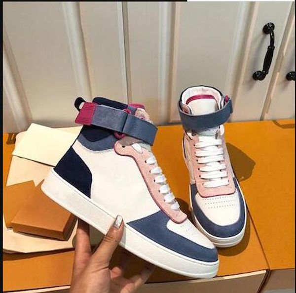 

2020 new the latest designer sneaker boots are rainbow trainers for men and women in calfskin high-sneaker floral patterned vintage, Black