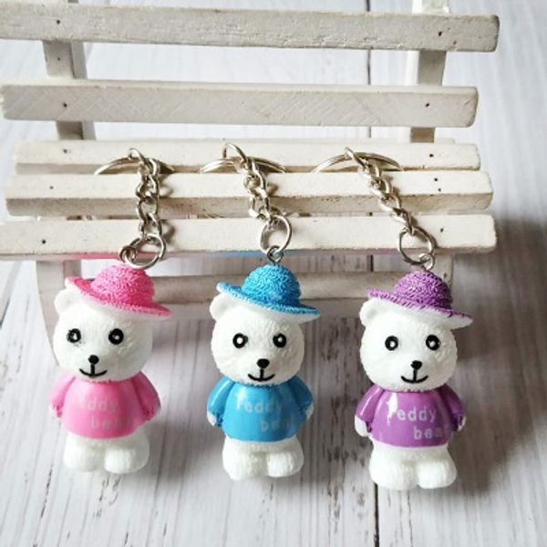 

korean version of the cute cartoon doll bear keychain bag hanging small gift accessories wholesale, Silver