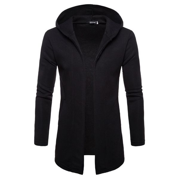 

male solid hooded color trench jacket shawl sweater men thin coats pull cardigan men's long sleeve knitwear sweaters jackets, Black;brown