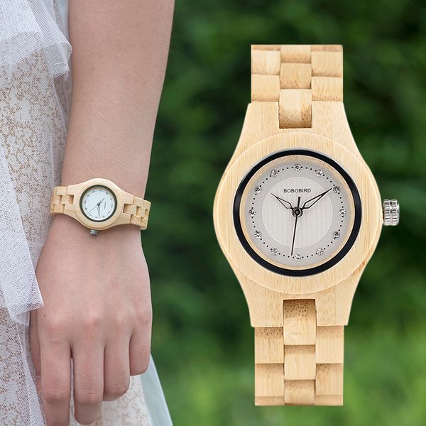 

bobo bird v-o10 ladies luxury watches bamboo wooden fashion unique women quartz watch relogio feminino with diamond ly191213, Slivery;brown