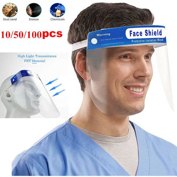 

США Фото Защитная Защитная маска для лица Шилдс маска Рот Защитные маски против капель противотуманно пыленепроницаемом прозрачный пластиковый щиток для лица