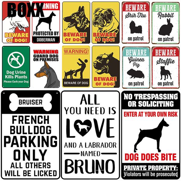 

beware dog plaque metal vintage beware of tin sign pin up shabby chic decor metal sign vintage bar decoration metal poster warning signs