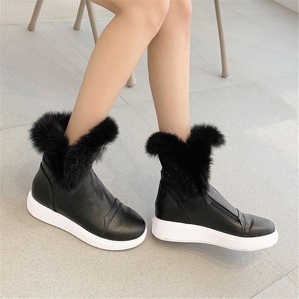 

sarairis 2019 fashion dropship leisure casual shoes add fur warm russia winter snow boots women shoes ankle boots woman, Black