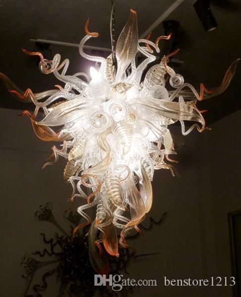 

Modern Flower Chandelier New Fashion Art Glass Leaf Hand Blown Glass Chandelier Hotel Home Decoration LED Chain Pendant Lamps