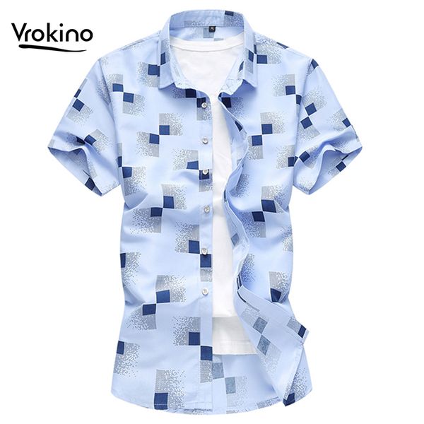 

5xl 6xl 7xl 2019 new summer listed men's fashion plaid short sleeve shirt casual classic man hawaiian shirt brand clothing, White;black