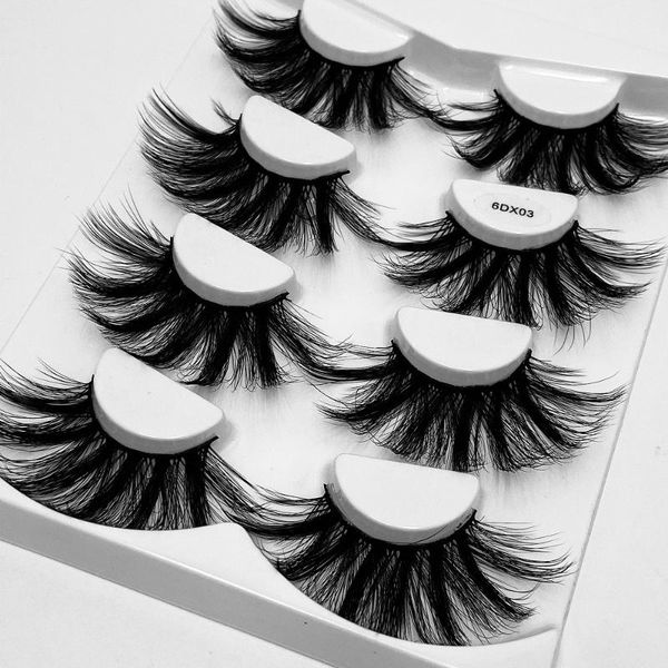

false eyelashes 4 pairs 6d 25mm mink hair fluffy soft cruelty-thick long wispies lash extension eye makeup tools