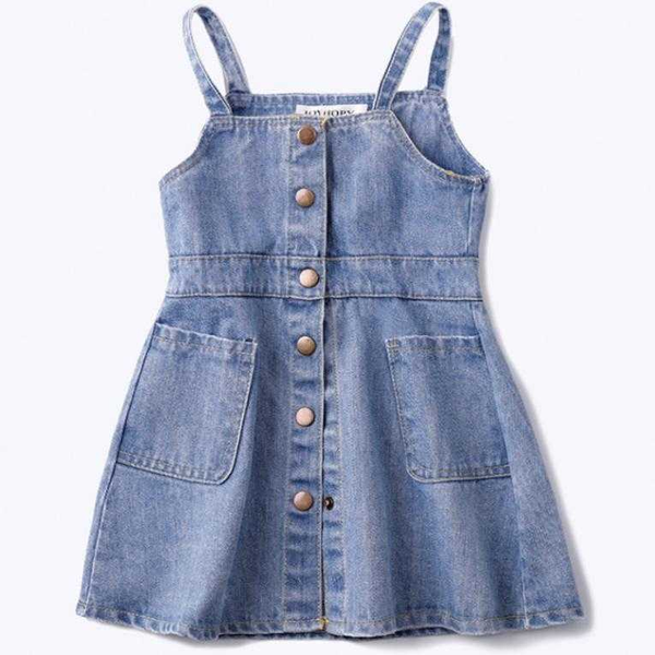 

2020 summer kids baby girls dresses casual straps denim princess pageant party casual dress girl a-line dress, Red;yellow