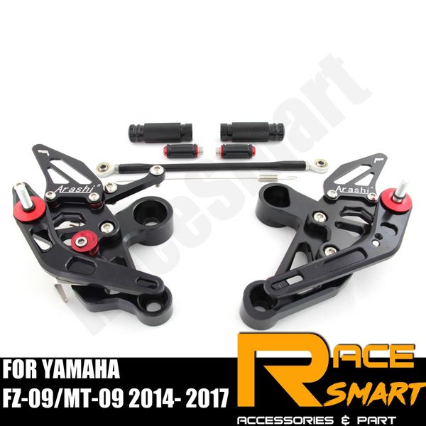 

for yamaha fz-09 mt-09 2014 - 2017 fz09 mt09 rear footrests foot rest pegs pedal motorcycle accessories cnc adjustable rearset