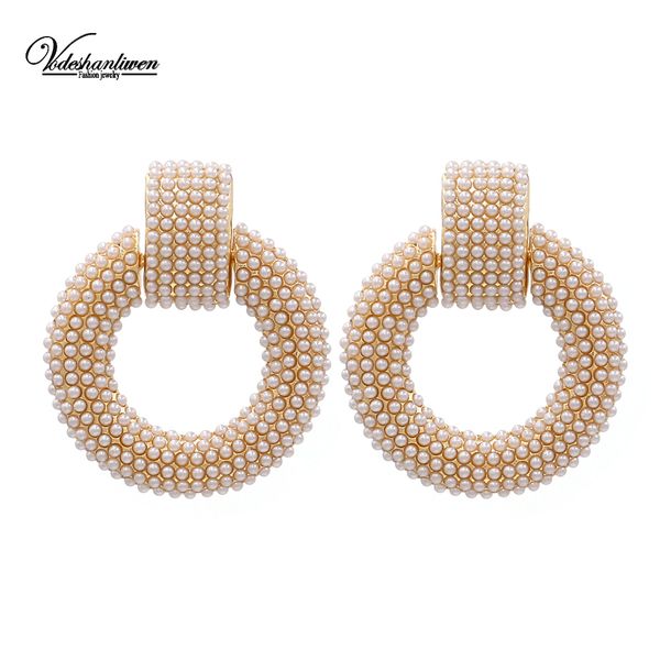 

vodeshanliwen za new imitation pearl earrings for women fashion bohemia round statement big earrings 2019 new accessories, Silver