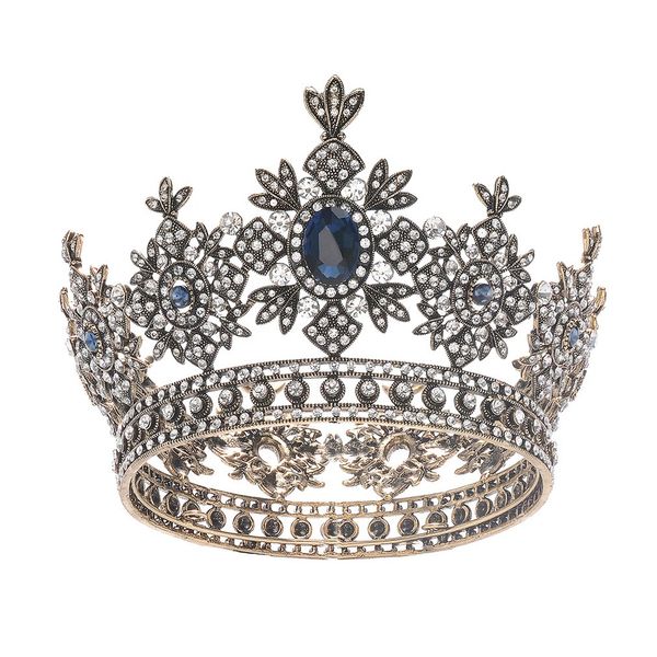 

bride headdress temperament queen rhinestone zircon crown tiara bride wedding headpiece hairwear bridal black full ring new, Golden;white