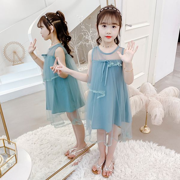 

girl tulle dress kids princess blue-gown snow-queen dresses pink sleeveless chiffon skirt gauze clothing bow lace 2020, Red;yellow