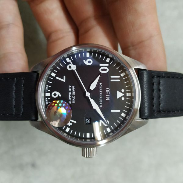 

2020 u1 new fashion gentleman pilot professional 40mm belt automatic mechanical king sports watch delivery, Slivery;brown