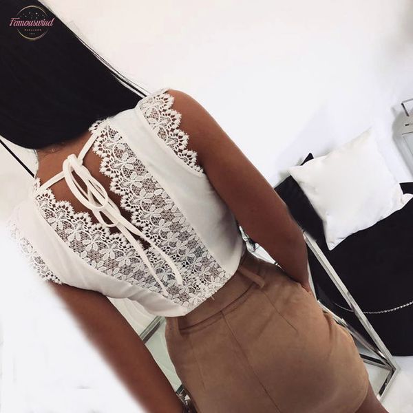 

женщины белая блузка sexy backless женщины топы и блузки без рукавов кружева блузка рубашка вскользь tops плюс размер полиэстер blusas femin, White