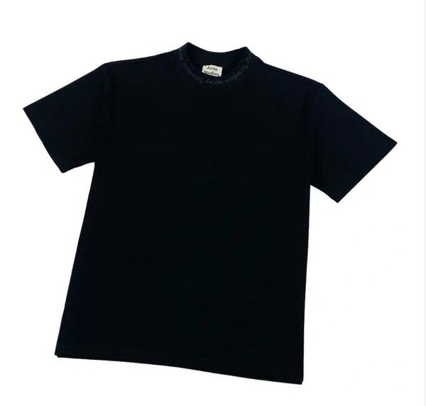 

acne studios navid neckline letter logo embroidery short-sleeved t-shirt ralph polo chemises hommes ac big size designer, White;black