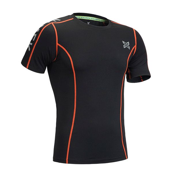 

2019 sport designer man compression fitness tights running shirt men t-shirt jogging short sleeve gym workout fitness sportswear t-shirt, Gray;blue