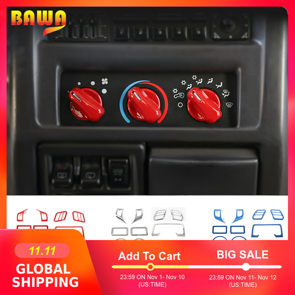 

bawa 20 pcs abs car interior decoration cover center console stickers for wrangler tj 1997-2006