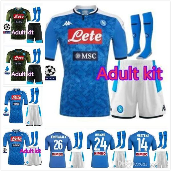 

комплект для взрослых napoli 19 20 футбола джерси главной расстояние 20 zieliński 17 гамшик 14 mertens 7 кальехон 2019 2020 футбол рубашки о, Black;yellow