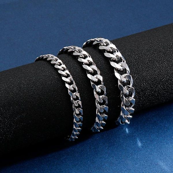 

7/9/10mm width hanging curb twist cuban stainless steel chain for men kids silver classic jewelry factory wholesale, Black