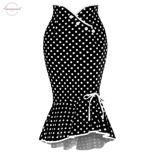 

faldas mujer moda 2019 summer fashion womens skirt casual polka dot bow ruffled tight hips party skirt, Black