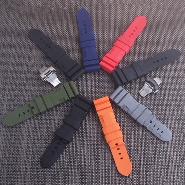 

Ремешок для часов 22 мм 24 мм мужчины черный дайвинг силиконовая резина ремешок рем