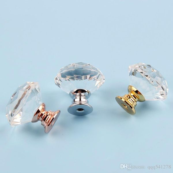 2019 30mm Diamond Shape Crystal Glass Knobs Cupboard Pulls Drawer