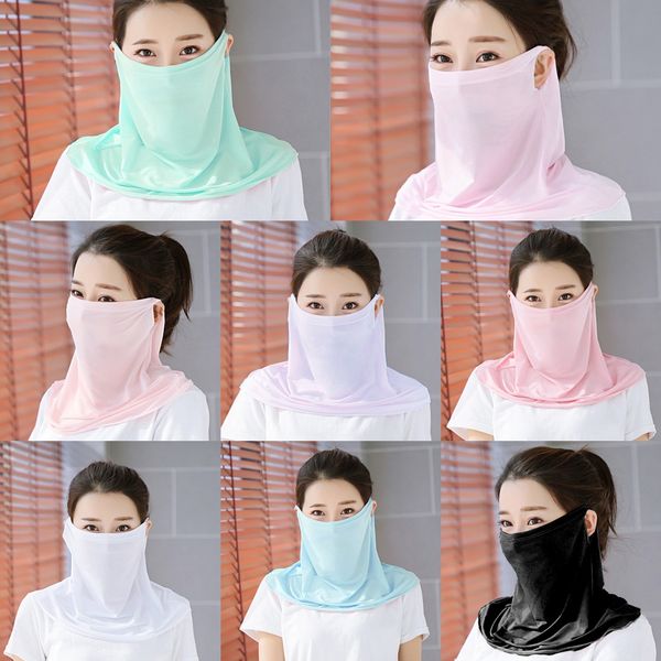 

73tto breathable quick dry silk face mask sports scarf facemask ice cycling bandana headband anti-uv running training face mask, Black