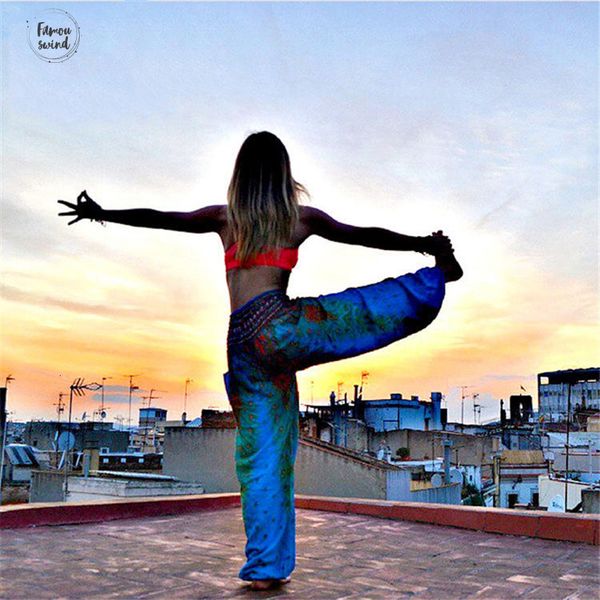 

брюки 10 цвета summer beach flare богемских женщины высокой талия шаровары плюс размер сыпучей печати шаровары брюки женщины, Black;white