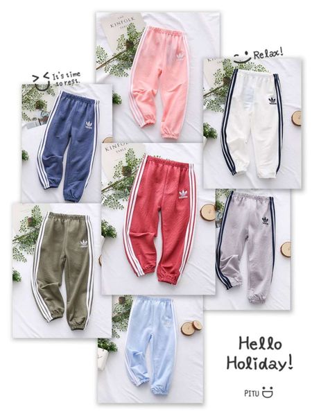 

kids baby designer trouser 2019 new fashion solid colors sweatpant casual print trousers cute striped sportwears luxury girl boy clothing, Blue