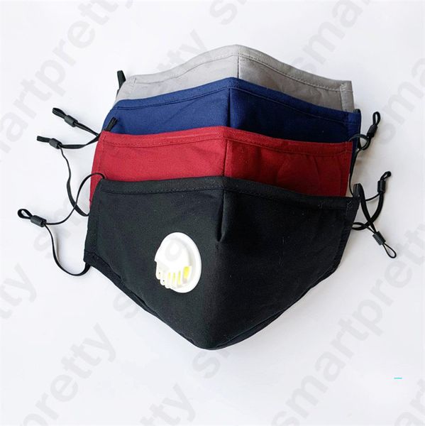 

с дыхательным клапаном маски для лица многоразовые хлопчатобумажные маски для рта крышка моющаяся антипылевая дышащая защитная маска с фильт, Blue