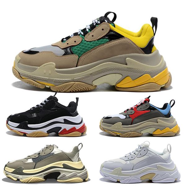 

men dad shoes for women triple s yellow green white pink designer trainer triple black red classic sport sneaker size36-45, White;red