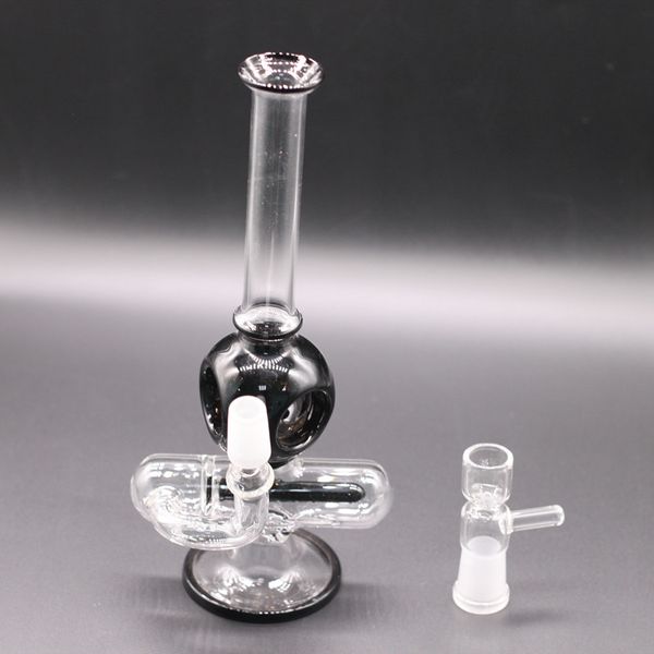 Mini-Glasbongs Ölbrenner Wasserbong Schwarz Inline Perc Dab Rigs Ash Catcher Shisha mit 14 weiblichen Schüsseln zum Rauchen