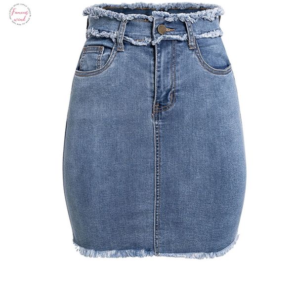 

pencil denim women skirt tassel high waist bodycon mini skirt female casual streetwear solid jeans summer skirts 2019, Black