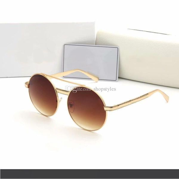 

высокое качество классические женские круглые солнцезащитные очки модный бренд дизайнер блестящий золотой металлический каркас солнцезащитны, White;black