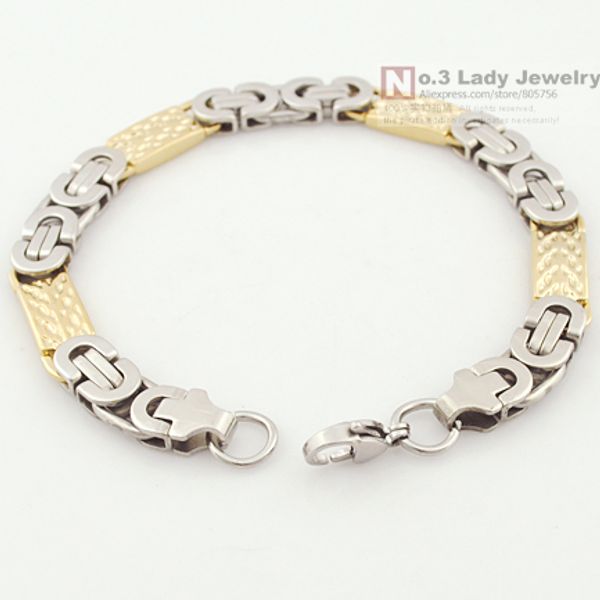 

gift men's s.steel punk wrist jewelry 8mm 22cm 2019 new bracelet for gift wholesale wb335, Golden;silver