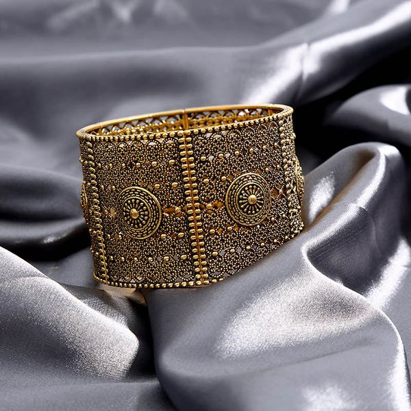 

2019 hollow wide cuff bead bracelets & bangles for women gold color female bangle wristband fashion jewelry, Black