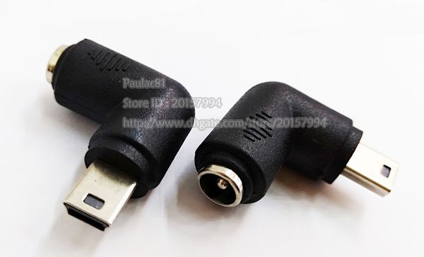 Connettori, mini USB 2.0 maschio ad angolo di 90 gradi a DC 5,5 x 2,1 mm femmina adattatore di ricarica jack/5 pezzi