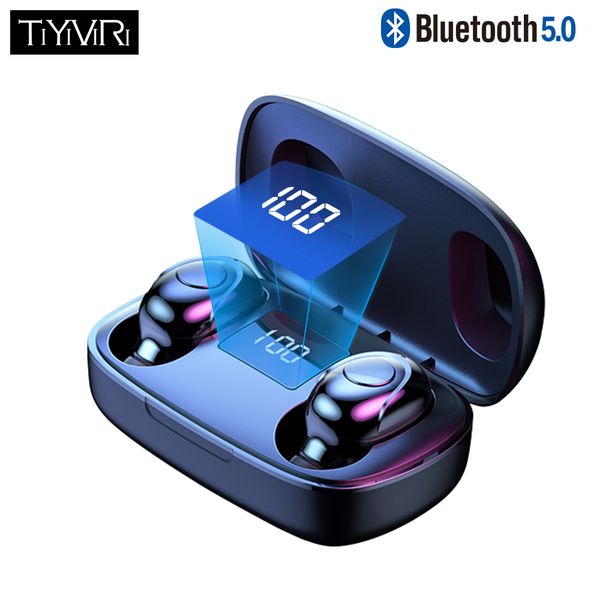 

tws wireless bluetooth earphones 6d hifi stereo bass sports headset waterproof noise cancelling handswith mic led display